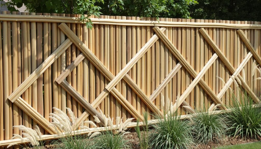 Unique zigzag pattern bamboo fence creating visual interest