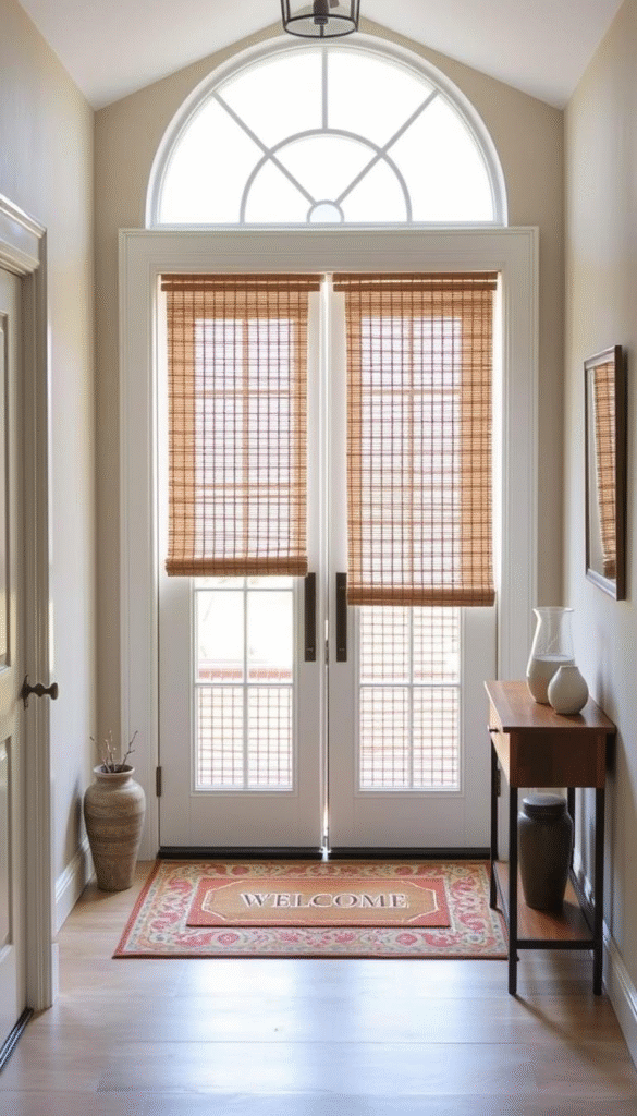Entryway Sidelights: Narrow Bamboo Cuts for Privacy