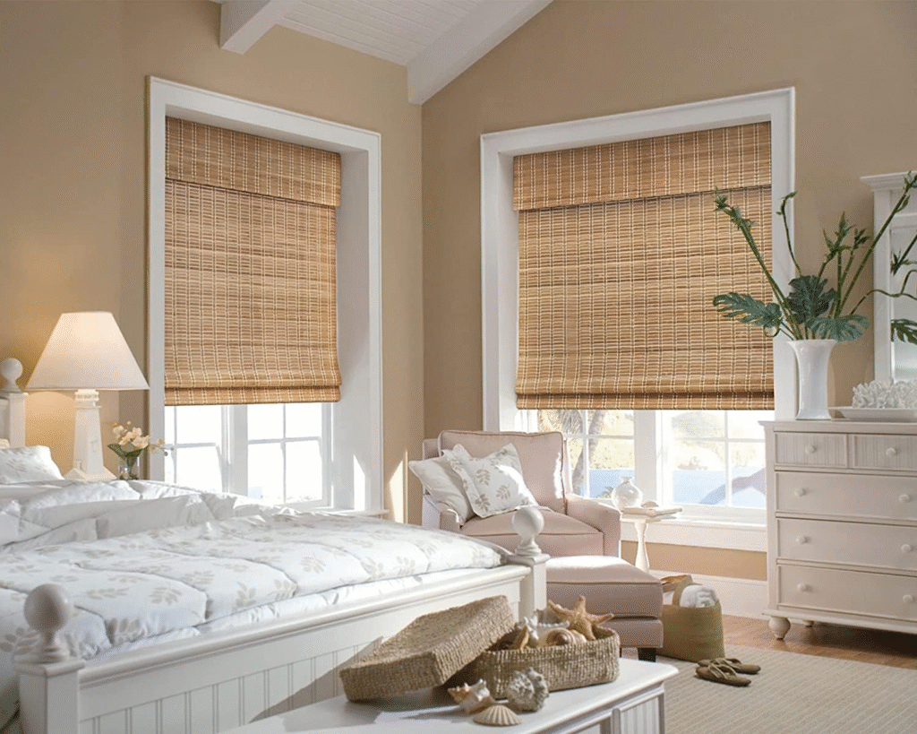 LazBlinds No Tools No Drill Cordless Bamboo Roman Shades