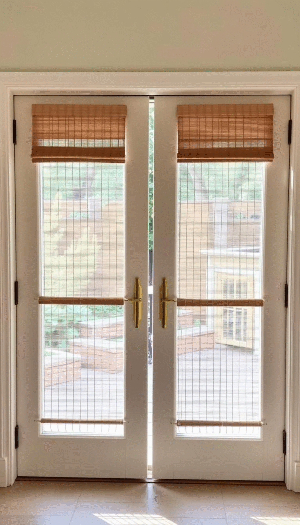French Doors: Slim-Profile Bamboo with Hold-Down Brackets